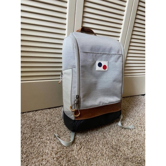 Pinqponq Cubic Grey White Backpack Leather Trim Bag